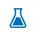 A blue flask icon displayed prominently on a clean white background, symbolizing science or chemistry.