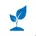 A blue plant icon displayed prominently on a clean white background, symbolizing nature and growth.